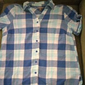 White Stag Blue Plaid Cotton Shirt